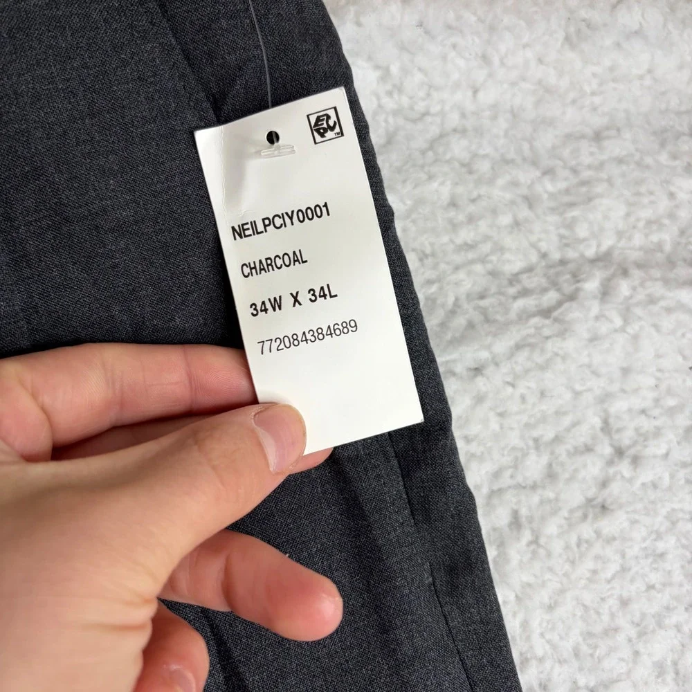 NEWLauren Ralph Lauren Mens Pleated Dress Pants Charcoal Gray 34W x 34L Wool